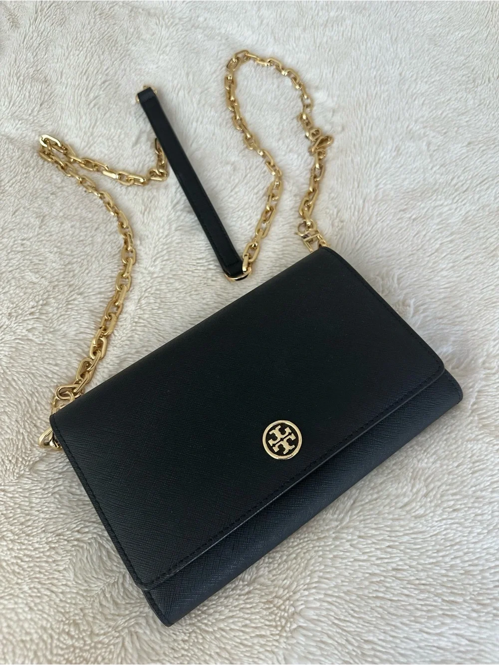 Tory Burch Black Leather Convertible Chain crossbody Bag